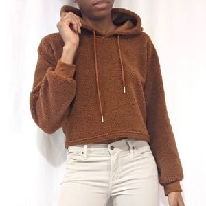 Zara Faux Shearling Teddy Bear Pullover Hoodie 6